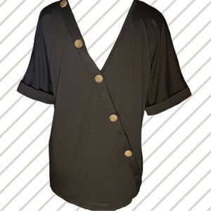 Cable | Gauge Black Open-Back Shirt with Buttons - Size Medium